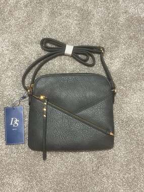 DS Bags Charcoal Faux Leather Crossbody Handbag
